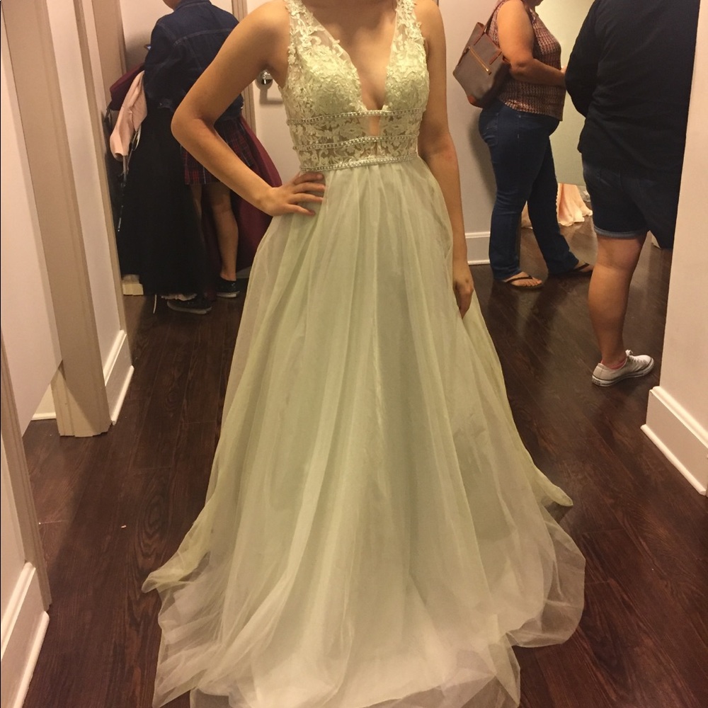 Sage Color Prom Dress